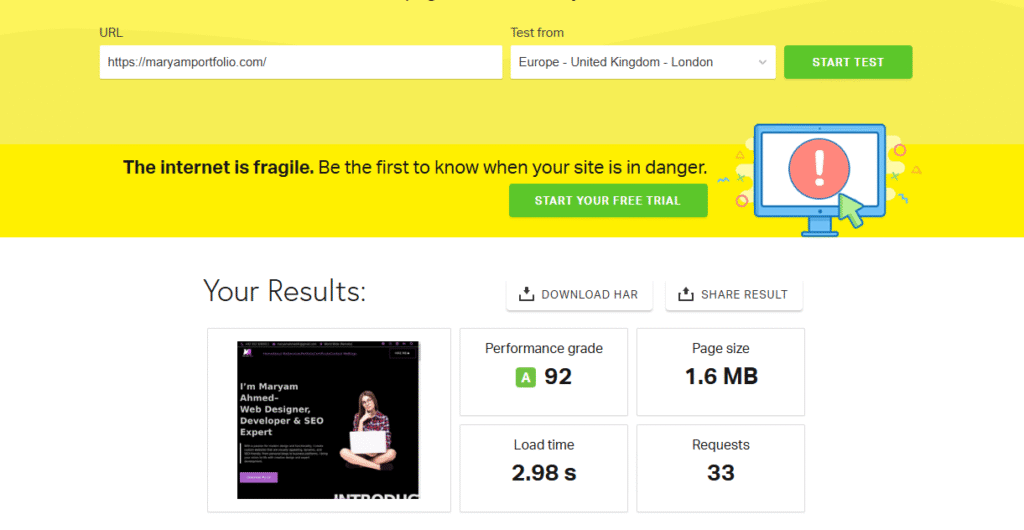 website speed