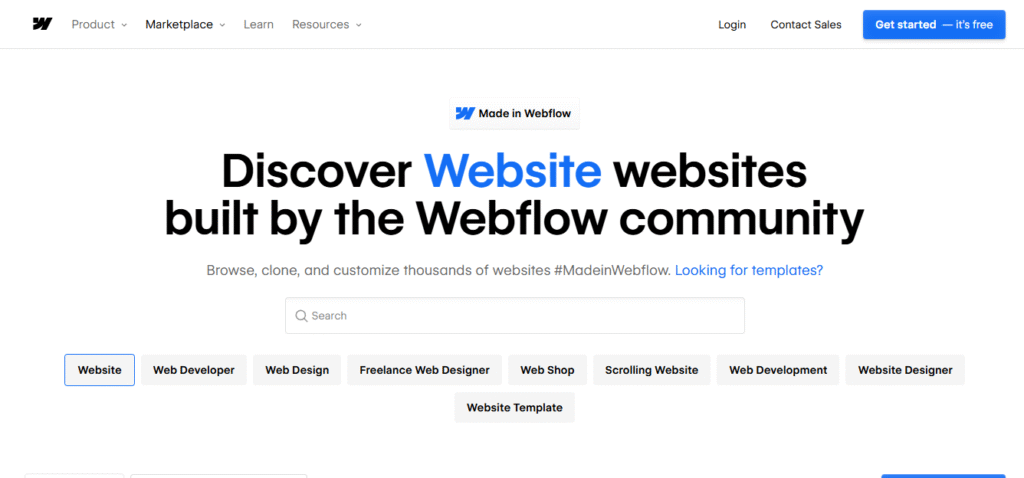 webflow website